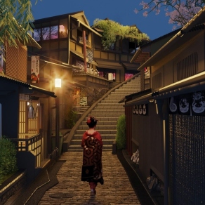 日式夜景街道3D模型下载